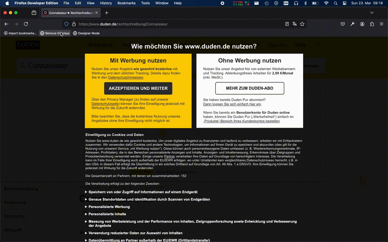 Bookmarklets in action